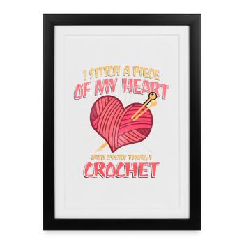 Amour au crochet de la Saint-Valentin - Affiche encadrée (27 × 37 cm) - noir - Devant