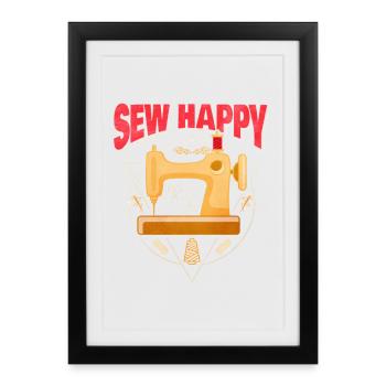 Sew Happy Gift Idea for Sewing Fans - Framed poster (27 × 37 cm) - black - Front