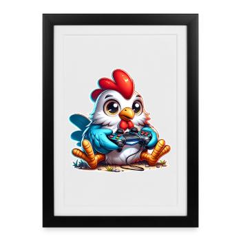 Joueur de poules - Affiche encadrée (27 × 37 cm) - noir - Devant
