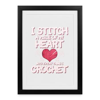 I crochet with heart funny saying - Framed poster (27 × 37 cm) - black - Front
