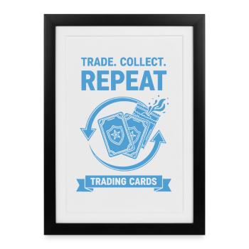Échange, collectionnez, retrouvez des cartes à collectionner, collectionneur de cartes - Affiche encadrée (27 × 37 cm) - noir - Devant