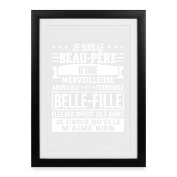 Beau père Cadeau humour personnalisé - Affiche encadrée (27 × 37 cm) - noir - Devant