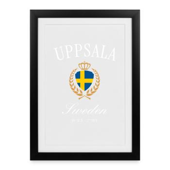 Uppsala Schweden Wappen Krone – Reise Souvenir - Gerahmtes Poster (27 × 37 cm) - Schwarz - Vorne