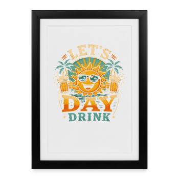 Journée des boissons au soleil – Ambiance plage - Affiche encadrée (27 × 37 cm) - noir - Devant