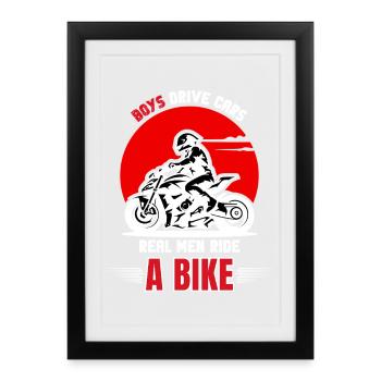 De vrais hommes font du vélo - Affiche encadrée (27 × 37 cm) - noir - Devant