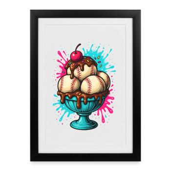 Baseball Sundae Treat - Framed poster (27 × 37 cm) - black - Front