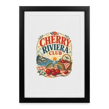 Design d’été du Cherry Riviera Club pour toutes les occasions - Affiche encadrée (27 × 37 cm) - noir - Devant