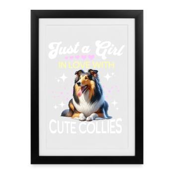 Collie aux cheveux longs - Affiche encadrée (27 × 37 cm) - noir - Devant