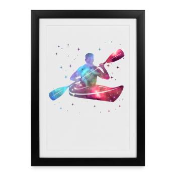 Canoe Paddle Boat Space Kids Boys Kayak - Framed poster (27 × 37 cm) - black - Front