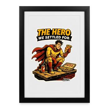 The Hero We Settled For Pizza - Framed poster (27 × 37 cm) - black - Front