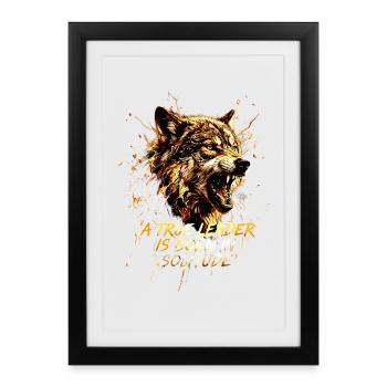 Wolf Head Wolf Alpha Leader Motivational Saying - Framed poster (27 × 37 cm) - black - Front