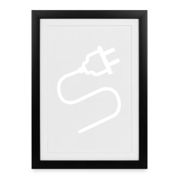 Electric Plug Line Art - Framed poster (27 × 37 cm) - black - Front