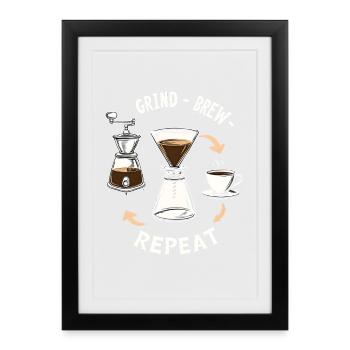 Grind Brew Repeat Espresso Ritual - Framed poster (27 × 37 cm) - black - Front