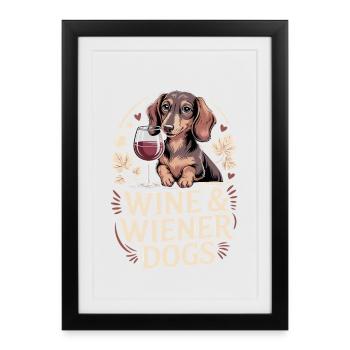 Vin & Chiens viennois - Affiche encadrée (27 × 37 cm) - noir - Devant