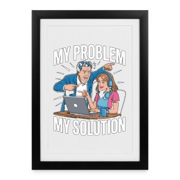 Développeur à distance : mon problème : ma mère pictogramme papa - Affiche encadrée (27 × 37 cm) - noir - Devant