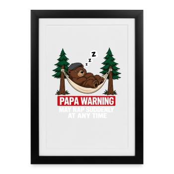 Papa Bear Warning May Nap Suddenly At Any Time - Framed poster (27 × 37 cm) - black - Front