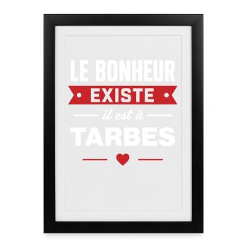 Bonheur Existe Tarbes - Affiche encadrée (27 × 37 cm) - noir - Devant