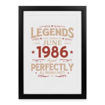 40th Birthday Gift Legend June Vintage 1986 - Framed poster (27 × 37 cm) - black - Front