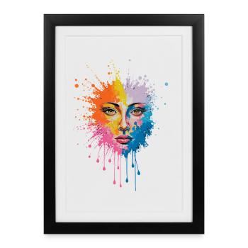 Colorful Face Art Painting Explosion - Framed poster (27 × 37 cm) - black - Front