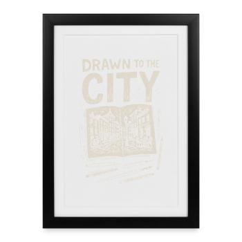 Attiré par la ville | Dessin urbain - Affiche encadrée (27 × 37 cm) - noir - Devant