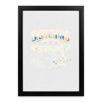 Croquis au lieu de défiler | Dessin urbain - Affiche encadrée (27 × 37 cm) - noir - Devant