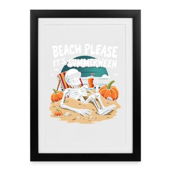 Beach Please Summerween Halloween - Gerahmtes Poster (27 × 37 cm) - Schwarz - Vorne