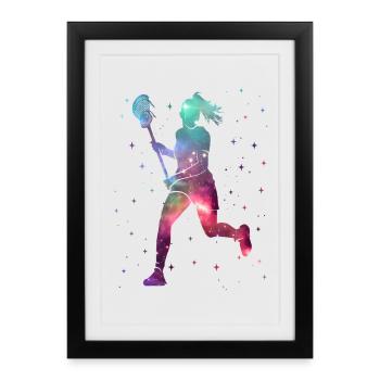 Lacrosse Player Space Women Girls Lacrosse - Framed poster (27 × 37 cm) - black - Front