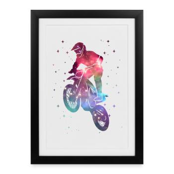 Motocross Dirt Bike Dirt Bike Space Kids - Framed poster (27 × 37 cm) - black - Front