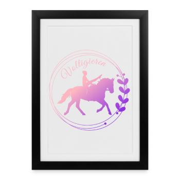 Voltigieren Mühle: Volti Pferdesport Pflichtübung - Gerahmtes Poster (27 × 37 cm) - Schwarz - Vorne
