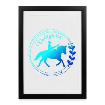 Voltigieren Mühle: Volti Pferdesport Pflichtübung - Gerahmtes Poster (27 × 37 cm) - Schwarz - Vorne