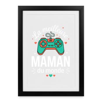 Meilleure Maman Du Monde Manette De Jeu Gamer - Affiche encadrée (27 × 37 cm) - noir - Devant