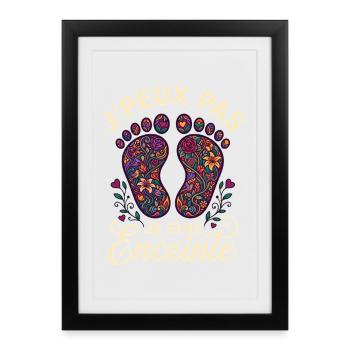 J'peux pas je suis enceinte pieds bébé fleurs - Affiche encadrée (27 × 37 cm) - noir - Devant