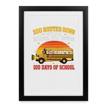 100 lignes achevées Chauffeur de bus scolaire 100 jours - Affiche encadrée (27 × 37 cm) - noir - Devant
