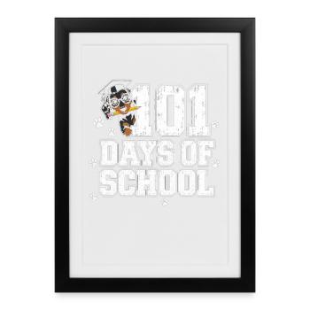 Teckel 101 Day School Empreintes de patte Doxie mignonne - Affiche encadrée (27 × 37 cm) - noir - Devant