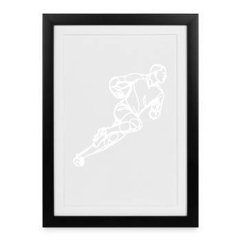 Tirage au sort des joueurs de rugby - Affiche encadrée (27 × 37 cm) - noir - Devant