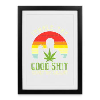 Inhale la bonne merde, expire, conneries - Affiche encadrée (27 × 37 cm) - noir - Devant