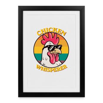 Chuchoteur de poulets Ferme drôle d’amoureux de poulets - Affiche encadrée (27 × 37 cm) - noir - Devant