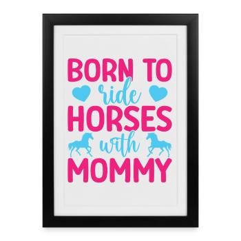 Hobby Horse Rider Horses With Mommy English Riding - Framed poster (27 × 37 cm) - black - Front