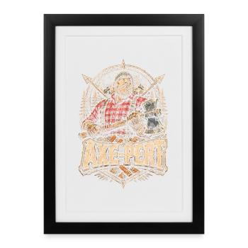 Bûcheron Bûcheron Bûcheron Hache-Pert - Affiche encadrée (27 × 37 cm) - noir - Devant