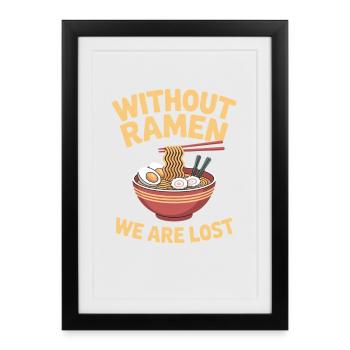 Cadeau de soupe japonaise de nouilles ramen - Affiche encadrée (27 × 37 cm) - noir - Devant
