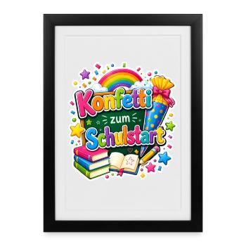 Schulkind 2026 Einschulung 2026 Schulanfang - Gerahmtes Poster (27 × 37 cm) - Schwarz - Vorne
