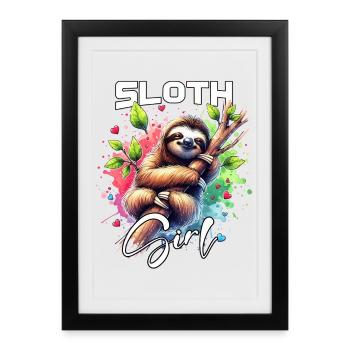 Sloth Girl Sloth - Framed poster (27 × 37 cm) - black - Front