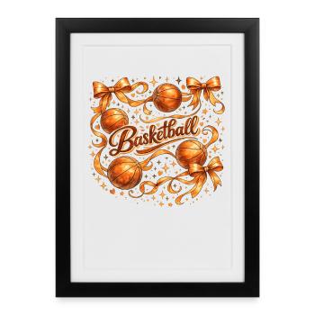 Basketball Vintage Nœuds | Style Sport Tendance - Affiche encadrée (27 × 37 cm) - noir - Devant