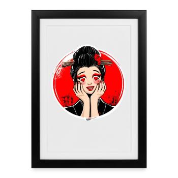 Geisha Heart Pop Art - Framed poster (27 × 37 cm) - black - Front