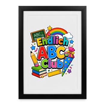 Schulkind 2026 Einschulung 2026 Schulanfang - Gerahmtes Poster (27 × 37 cm) - Schwarz - Vorne