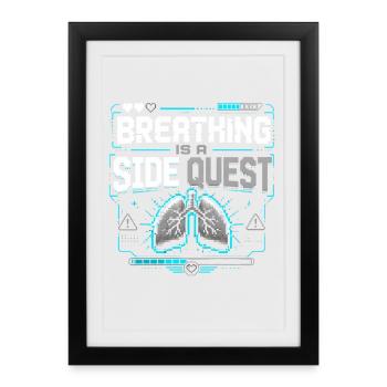 Asthme La respiration asthmatique est une quête secondaire - Affiche encadrée (27 × 37 cm) - noir - Devant