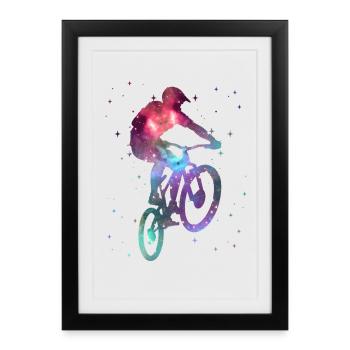 Downhill Mountain Bike Biker MTB Boys Kids - Framed poster (27 × 37 cm) - black - Front