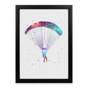 Parapente gleitschirmfliegen gleitschirm - Affiche encadrée (27 × 37 cm) - noir - Devant