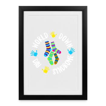 World Down Syndrome Socks Circle - Framed poster (27 × 37 cm) - black - Front