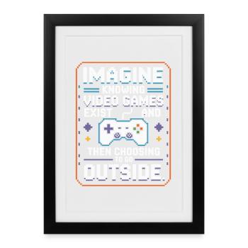 Imagine Video Games Exist PC Gamer Gaming Zocker - Framed poster (27 × 37 cm) - black - Front